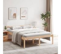 QJBSAVVA Letto per anziani, 135 x 190 cm, in pino non trattato, altezza seduta 45 cm, testiera, contenitore per il letto, adatto per la manutenzione