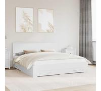 QJBSAVVA Letto portaoggetti bianco, 180 x 200 cm, in legno con 4 cassetti, design moderno, robustezza e durata, per camera da letto, ragazzi e camere degli ospiti