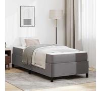 QJBSAVVA Letto singolo 100 x 200 cm in ecopelle grigia moderna struttura letto con 9 zone, supporto fisso per camera da letto, camera degli ospiti