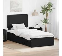 QJBSAVVA Letto singolo, 75 x 190 cm, in legno nero, con rete a doghe e 2 cassetti, design moderno, robusto e durevole, per camera da letto, camera dei ragazzi, camera degli ospiti