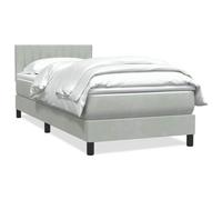 QJBSAVVA Letto singolo a molle, 80 x 210 cm, grigio chiaro, velluto con molle insacchettate, design moderno, testiera regolabile in altezza, per camera dei ragazzi, camera degli ospiti e piccola