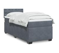 QJBSAVVA Letto singolo a molle in velluto, 90 x 200 cm, con materasso e topper, grigio scuro, testiera per camera dei ragazzi, camera da letto, design moderno, robusto e comodo per Guest Room