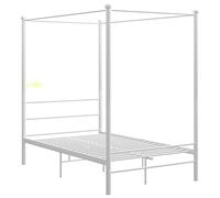 QJBSAVVA Letto Una Piazza E Mezzo/Letti Una Piazza E Mezza Struttura Letto Matrimoniale/Letto Piazza E Mezza - Letto a Baldacchino Bianco in Metallo 140x200 cm