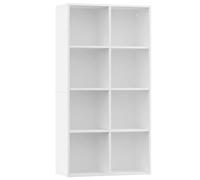 QJBSAVVA Libreria 8 Scomparti Credenza Bianca 66x30x130 cm Legno | Scaffale autoportante versatile per soggiorno e studio, posizionabile in orizzontale o verticale con 8 vani aperti.