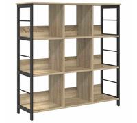 QJBSAVVA Libreria 9 Ripiani Mobile Scaffale Industrial 102x32x104,5 cm | Stile industriale a 9 ripiani rovere sonoma con telaio in acciaio e piedi regolabili per soggiorno e ufficio.