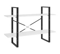 QJBSAVVA Libreria a 2 Ripiani Bianca 100x30x70 cm in Legno e Metallo | Scaffale basso autoportante dal design industriale bianco, ideale per soggiorno e ufficio con ampio spazio espositivo.