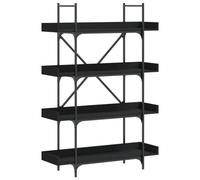QJBSAVVA Libreria a 4 Ripiani Nera 100x33x145,5 cm in Legno Multistrato | Scaffale industriale per soggiorno e studio con solida struttura in metallo e piedini regolabili antiscivolo.