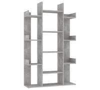 QJBSAVVA Libreria a Albero 13 Scomparti Grigio Cemento 86x25,5x140 cm | Scaffale autoportante moderno con pannelli posteriori e fermi laterali per soggiorno, camera da letto e studio.