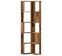 QJBSAVVA Libreria angolare effetto legno antico 50 x 50 x 179 cm con 5 ripiani, robusto legno rack, design salvaspazio per piccoli spazi, mensola moderna per soggiorno, camera da letto e ufficio