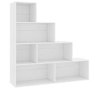QJBSAVVA Libreria bianca 155 x 24 x 160 cm in legno con 6 ripiani aperti, design moderno e robustezza come divisorio per soggiorno, corridoio, camera da letto