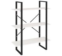 QJBSAVVA Libreria bianca 80 x 30 x 105 cm legno massello di pino 3 ripiani, scaffale sottile con accenti metallici, design moderno per soggiorno, ufficio, corridoio, camera da letto