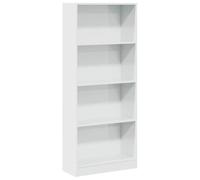 QJBSAVVA Libreria bianca lucida 60 x 24 x 143 cm, moderna mensola con 4 scomparti aperti, sottile scaffale CD DVD in robusto legno per camera da letto, corridoio e ufficio