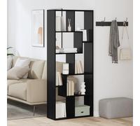 QJBSAVVA Libreria Divisoria Scaffale Salvaspazio in Legno Ingegnierizzato Rovere Nero 67x25x161,5 cm Autoportante per Soggiorno Moderno Organizzatore Libri e Decorazioni