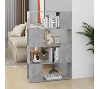 QJBSAVVA Libreria Divisorio Grigio Cemento in Truciolato 80x24x124,5 cm con 4 Scomparti, Scaffale Salvaspazio Multiuso per Soggiorno Ufficio, Design Classico