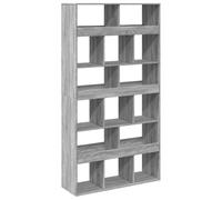 QJBSAVVA Libreria grigia Sonoma 100 x 33 x 187,5 cm, scaffale con 15 scomparti in robusto materiale di legno, design moderno, ampia soluzione di archiviazione per soggiorno, ufficio, corridoio e