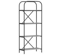 QJBSAVVA Libreria grigia Sonoma 60 x 30 x 146 cm, design moderno, materiale in legno con 4 ripiani, robusto gambe in acciaio, multifunzione, per soggiorno, camera da letto, ufficio