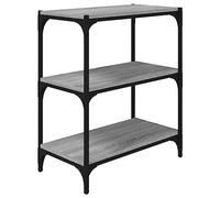 QJBSAVVA Libreria grigia Sonoma 60 x 33 x 70,5 cm, scaffale in legno e acciaio, design moderno, robustezza e durata per soggiorno, ufficio e corridoio