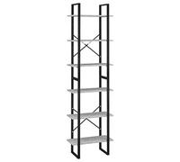 QJBSAVVA Libreria grigio cemento, 60 x 30 x 210 cm, in metallo e legno, robusta e sottile, per cucina, soggiorno, ufficio, cantina