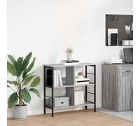 QJBSAVVA Libreria Grigio Sonoma 82 x 32 x 79 cm in legno con 4 scomparti, scaffale autoportante, design moderno, robusto e durevole, per soggiorno, ufficio e camera da letto