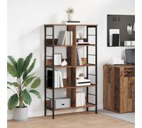 QJBSAVVA Libreria in legno antico, 82 x 32 x 144,5 cm, autoportante, 8 scomparti, design industriale, robusto e durevole per soggiorno, ufficio, corridoio