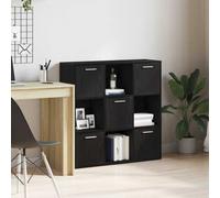 QJBSAVVA Libreria Moderna con 9 Scomparti e 5 Ante in Legno Multistrato Rovere Nero 90x28x90 cm Design Elegante Salvaspazio per Soggiorno Ufficio Ingresso