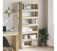 QJBSAVVA Libreria Moderna in Legno Ingegnerizzato Rovere Sonoma Beige con 5 Ripiani Salvaspazio Dimensioni 80x30x198 cm Design Elegante per Soggiorno Ufficio o Studio