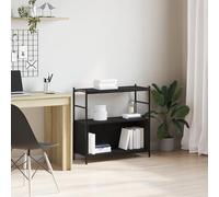 QJBSAVVA Libreria Moderna Salvaspazio in Legno Quercia Nera 80x30x78,5 cm per Soggiorno e Studio con Due Ripiani Robusti Design Contemporaneo