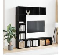QJBSAVVA Libreria Moderna Scaffale Nero Rovere Legno Ingegnerizzato Set di 3 Pezzi 36x30x143 cm con Ripiani Regolabili Design Elegante per Soggiorno Studio Ufficio