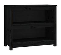 QJBSAVVA Libreria nera 80 x 35 x 68 cm in legno massello di pino, moderna mensola con ripiani spaziosi, robusta durata e design elegante per camera da letto, soggiorno, ufficio, corridoio