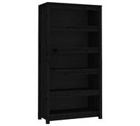QJBSAVVA Libreria Nera 80x35x154 cm in Legno Massello di Pino
