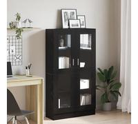 QJBSAVVA Libreria Nera in Legno Ingegnerizzato Finitura Rovere, Libreria con Ripiani per Soggiorno, Armadio per Libri Salvaspazio 82,5x30,5x150 cm Moderno Design