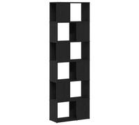 QJBSAVVA Libreria nera rovere 60 x 24 x 186 cm, scaffale a 6 scomparti, divisorio stretto per soggiorno, ufficio, camera da letto