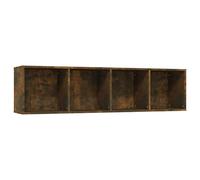 QJBSAVVA Libreria per affumicatura, 143 x 30 x 36 cm, scaffale con 4 scomparti in legno, design moderno e robusta stabilità, fissaggio a parete o come mensola da pavimento per soggiorno, ufficio