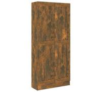 QJBSAVVA Libreria per affumicatura, 82,5 x 30,5 x 185,5 cm, in legno dal design moderno, con 5 scomparti e 2 ante, stabile scaffale per soggiorno, ufficio, corridoio