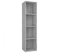 QJBSAVVA Libreria Scaffale e Mobile TV Grigio Sonoma 36x30x143 cm | Versatile struttura a 4 scomparti posizionabile in verticale o orizzontale, ideale per soggiorno e studio.