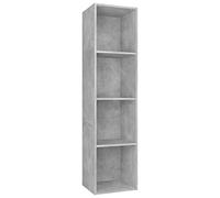 QJBSAVVA Libreria Scaffale Mobile TV Grigio Cemento 36x30x143cm | Design versatile posizionabile in orizzontale o verticale con 4 scomparti salvaspazio per soggiorno e studio.