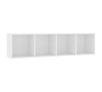 QJBSAVVA Libreria Scaffale TV Bianco Multiuso a Parete 143x30x36cm | Scaffale versatile a 4 scomparti per soggiorno e studio, posizionabile da terra o sospeso a parete in entrambi i versi.