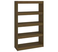 QJBSAVVA Libreria sottile in pino massiccio, 80 x 30 x 135 cm, marrone miele con 4 scomparti, design moderno, robusta come divisorio per soggiorno, ufficio, corridoio