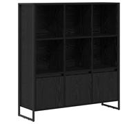 QJBSAVVA Libreria sottile nera effetto rovere 99,5 x 30 x 108 cm, 18 scomparti, 6 porte, design moderno, robusta e durevole, per soggiorno, ufficio, corridoio