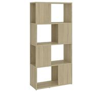 QJBSAVVA Libreria stretta, 60 x 24 x 124,5 cm, in legno di rovere Sonoma, con 4 scomparti, design moderno, robustezza, per soggiorno, ufficio, corridoio, camera da letto