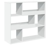 QJBSAVVA Libreria stretta bianca 100 x 33 x 94,5 cm, in legno dal design moderno con 6 scomparti, supporto stabile, fissaggio a parete, ufficio e soggiorno, scaffale angolare piccolo