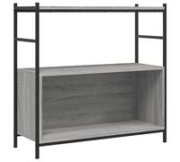 QJBSAVVA Libreria stretta Grigio Sonoma 80x30x78,5 cm in legno e ferro, gambe in metallo regolabili, design industriale, piccolo aiuto per soggiorno, ufficio e corridoio