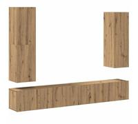 QJBSAVVA Madia Ingresso Madia Soggiorno Moderna Mobile Tv Soggiorno Mobile per Tv Soggiorno - Set Mobile TV 4 pz Montato a Parete Rovere in Legno Multistrato per Cucina Soggiorno Camera Da Letto