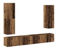 QJBSAVVA Madia Ingresso Madia Soggiorno Moderna Mobile Tv Soggiorno Mobile per Tv Soggiorno - Set Mobile TV 4 pz Montato a Parete Legno Antico in Truciolato per Cucina Soggiorno Camera Da Letto