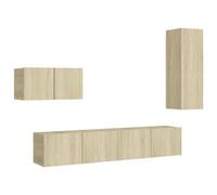 QJBSAVVA Madia Ingresso Mobile Tv Soggiorno Mobile Sala Mobiletto Cucina Salvaspazio - Set di Mobili Porta TV 4 pz Rovere Sonoma in Legno Multistrato per Camera Da Letto Salotto Cucina Ingresso