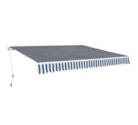 QJBSAVVA Marchese snodato 400 cm, blu e bianco con telaio in alluminio e tessuto in poliestere rivestito in poliuretano, sporgenza 300 cm, impermeabile, resistente ai raggi UV, per terrazze, balconi e