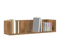 QJBSAVVA Mensola a Muro per CD DVD in Legno Multistrato Rovere Artigianale 75x58x18 cm con 3 Scomparti Scaffale Parete Salvaspazio per Soggiorno Cucina Bagno
