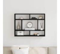 QJBSAVVA Mensola da Muro in Legno Multistrato Rovere Nero 75x16x55 cm Scaffale da Parete Salvaspazio per Soggiorno Ufficio Studio