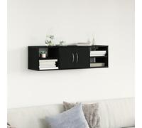 QJBSAVVA Mensola da Muro Moderna in Legno Ingegnerizzato Nero 140x41x75 cm Design Elegante con Scaffali Regolabili Salvaspazio per Soggiorno Camera da Letto Ufficio Decorazioni Parete