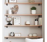 QJBSAVVA Mensola da Parete in Legno Massello di Rovere Non Trattato 100x10x2 cm con Bordi Vivi, Scaffale Rustico Manufatto a Mano per Bagno Cucina Soggiorno Libreria Salvaspazio